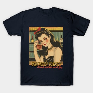 Vintage girl drinking vodka T-Shirt